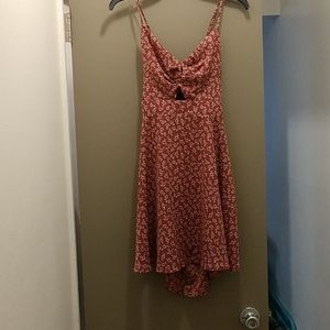 Diamond Front Open Back Red floral print dress